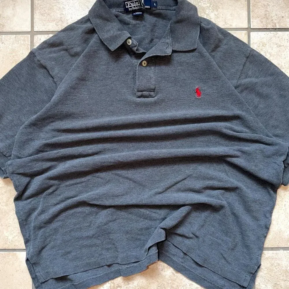 Polo by Ralph Lauren Grey Short Sleeve Polo Shirt - Size L